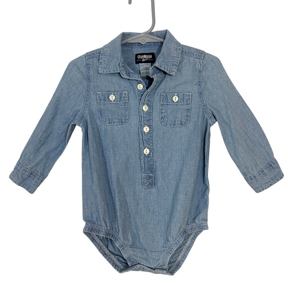 OshKosh B'gosh Other - Oshkosh B’gosh Baby Boys Chambray/Denim Long Sleeve Button Front Bodysuit